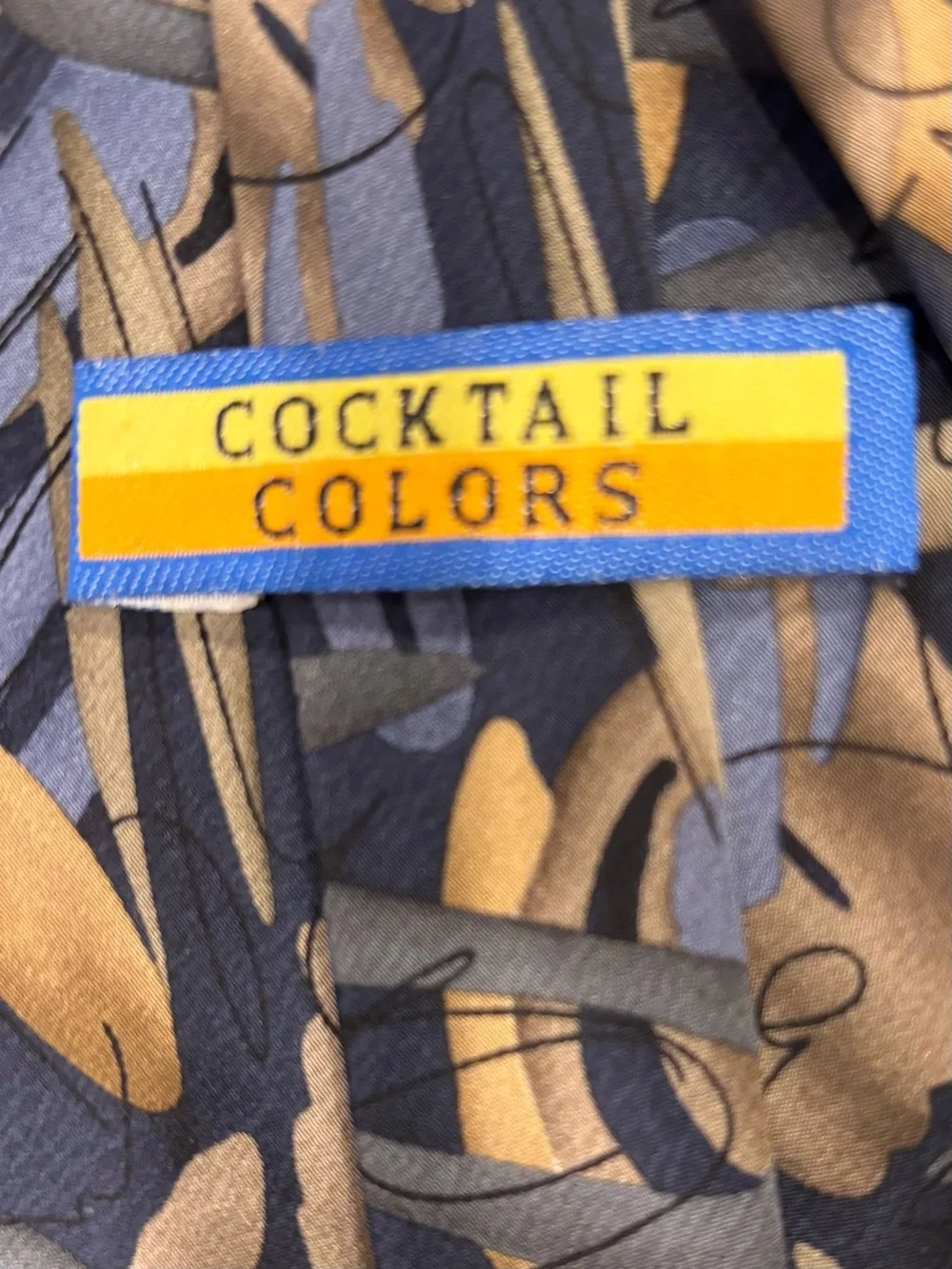 Vintage Cocktail Colors 100% Silk Abstract Pattern Navy Men's Tie